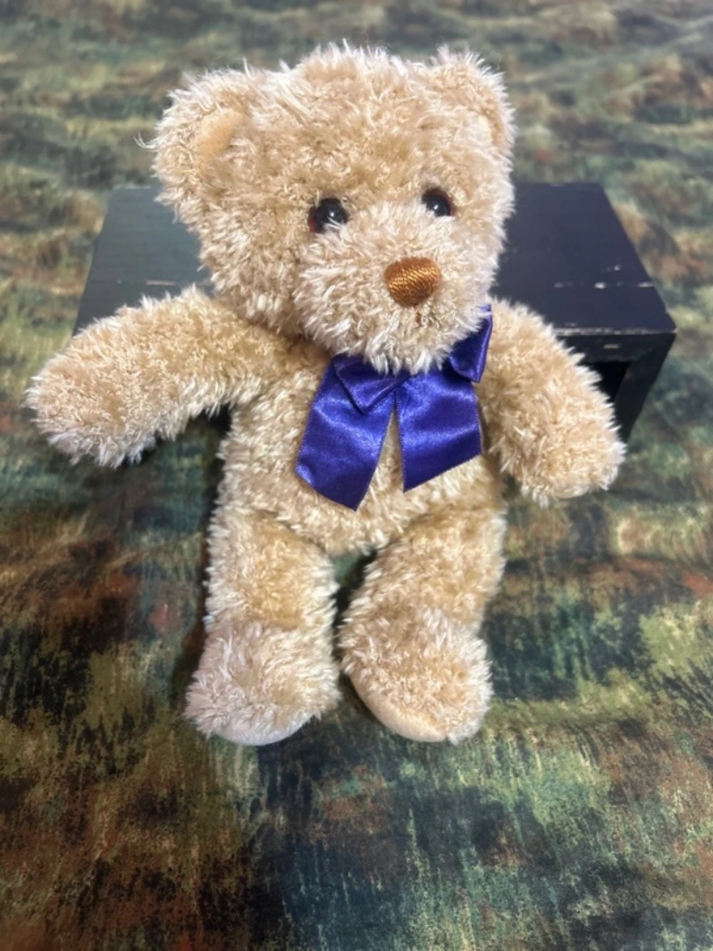 GUND Vintage Teddy Bear Plush Fuzzy Tan Ribbon Stuffed Animal Braun Thermo Scan